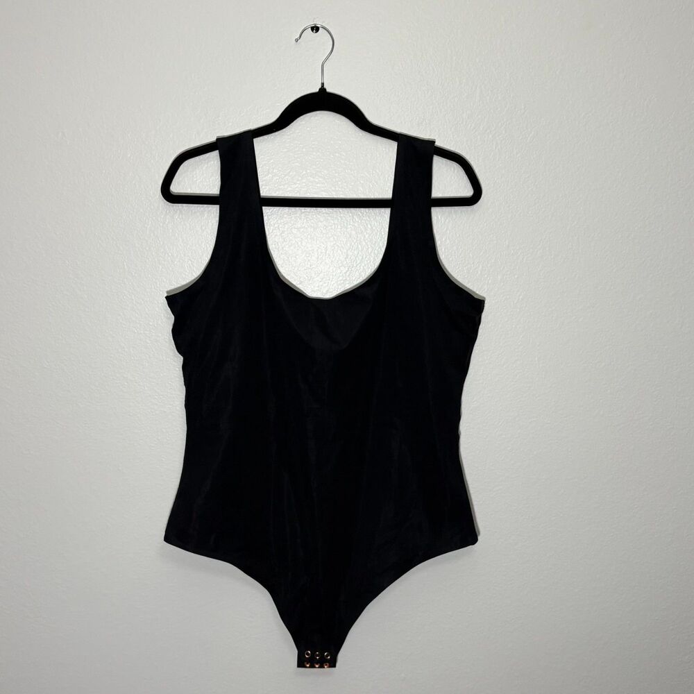 Pinsy Scoop Tank Hourglass Shapewear Thong Bodysuit 2XL Black